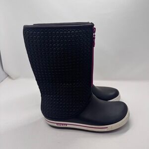 Crocs Women's Black Quilted Zipper Rain Boots Art 12332 Size W8